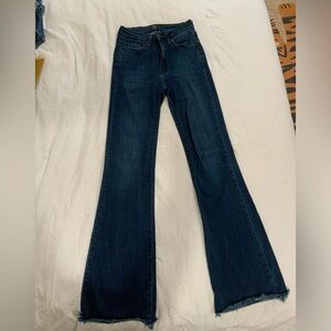 High Waisted, dark wash flared jeans